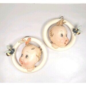 Vintage Set of 2 HUMMEL Ba Bee Boy and Girl Rings 30 0A & 30 0B 5in Wall Plaques